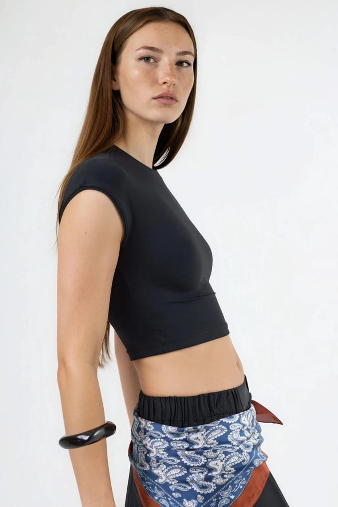 Ronde Hals Effen Cropped T-Shirt