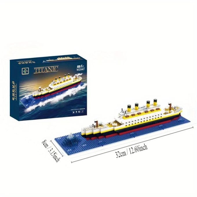 Titanic Micro Bouwstenen DOE-HET-ZELF Gemonteerd Boot Speelgoed Cruise Sieraden Educatief Handgemaakt Model blue