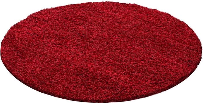Hoogpolig vloerkleed Life - rood - rond - O 200 cm