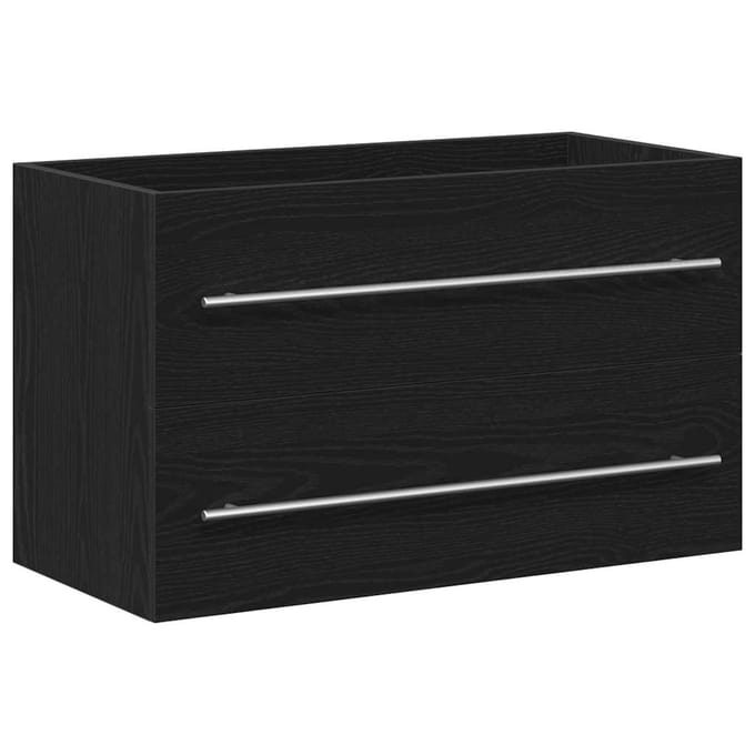 vidaXL - Spoelbakkast - Zwart - Eiken - 80x38,5x48 - cm - Engineered - Wood