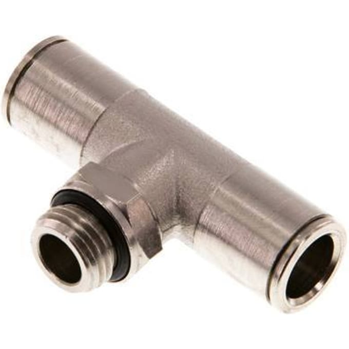 10mm x G1/4'' inline T-stuk Messing Insteekfitting Buitendraad Draaibaar NBR