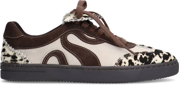 Sacha - Dames - Bruine suède cow print sneakers - Maat 38