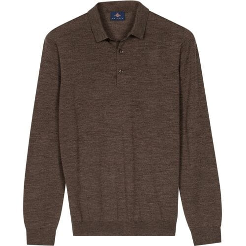Baileys – Heren – Pullover – Gebreid – Poloshirt – Merinowol – Bruin – 520063-87