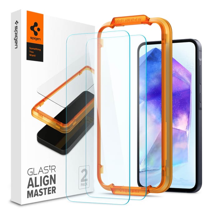 Spigen AlignMaster Screen Protector Geschikt voor Samsung Galaxy A55 Tempered Glass (2-Pack)