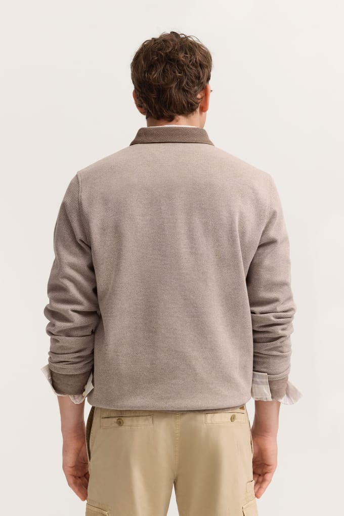 Bugatti Herren Sweatpoloshirt met drukknopen