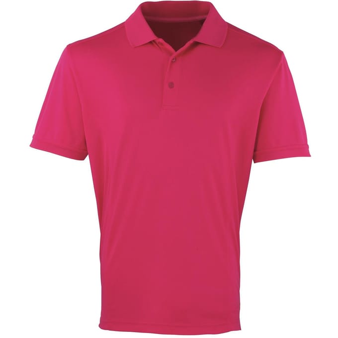 Premier Heren Coolchecker Pique korte mouw Polo T-Shirt (Heet Roze)