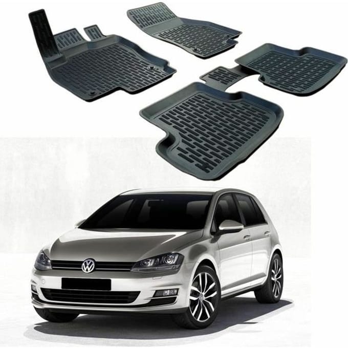 Tapis de sol - SCOUTT - GOLF7 2012-2019 - Caoutchouc Premium - Sur mesure - Noir noir