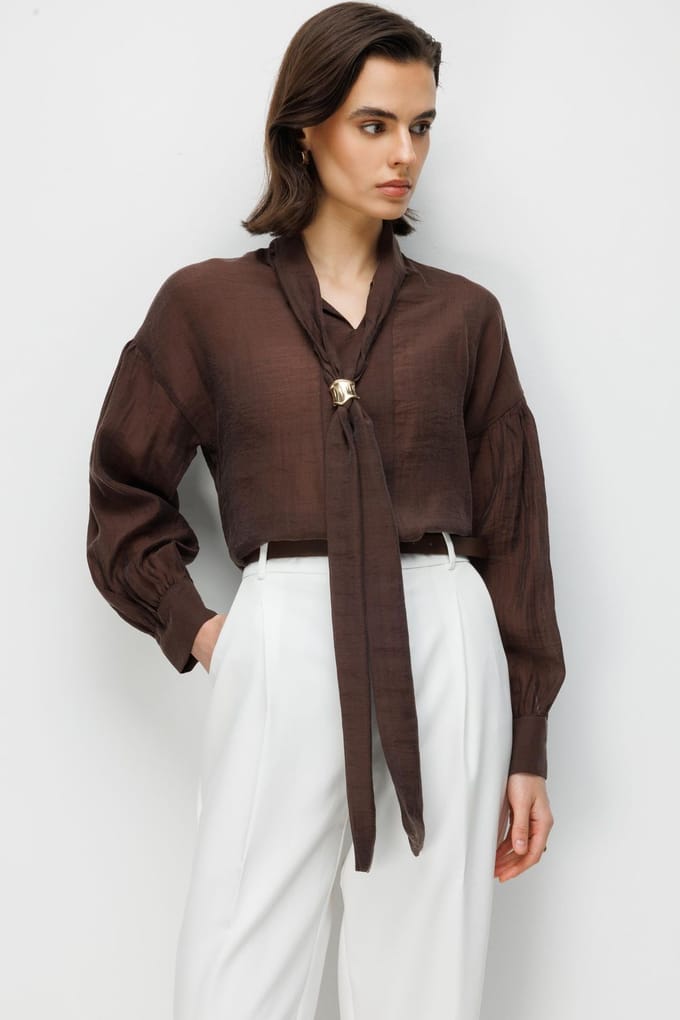 V-hals Blouse met Strikdetails