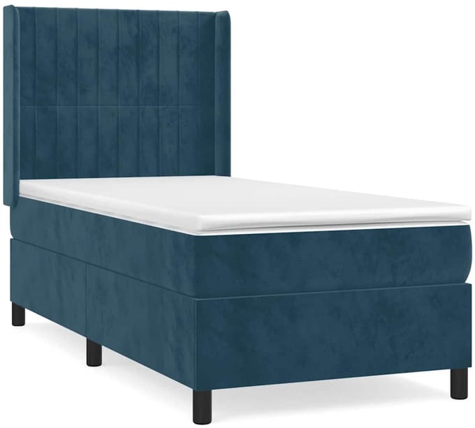 vidaXL - Boxspring - met - matras - fluweel - donkerblauw - 100x200 - cm