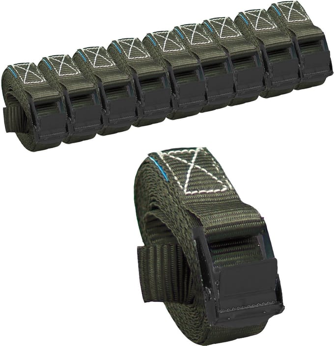 10x Professionele spanband Spanband Klemvergrendeling auto 1-delig 2,5m 250 kg Antraciet