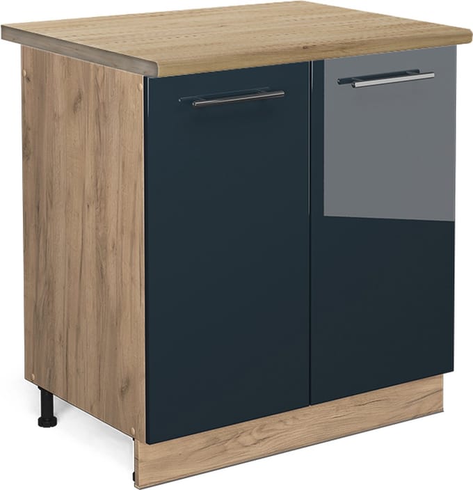 Vicco Fame-Line Keukenkasten – 80 cm, WB Eik Donkerblauw hoogglans