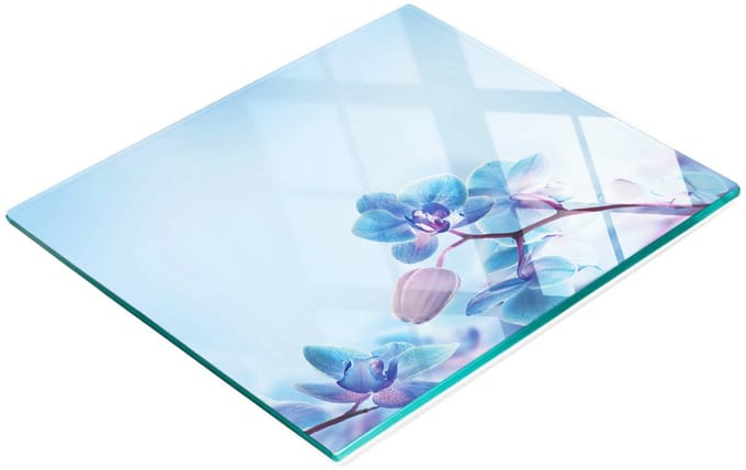 Glazen snijplank met afbeelding van tropische orchideeën, 60x52 cm