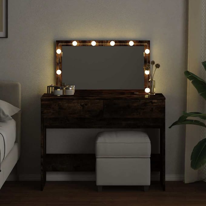 vidaXL - Kaptafel - met - LED - 100x40x120 - cm - gerookt - eikenkleurig