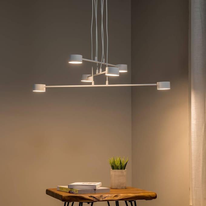 EMIBIG LIGHTING Hanglamp Modus 6, staal, 6-lamps, GX 53, wit