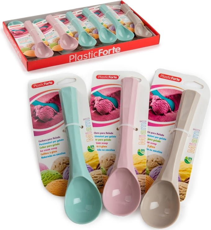 Plasticforte IJsschep - roze - 24 cm - ijsboltang - kunststof - ijstang