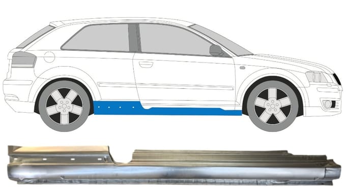 Volledige dorpel voor Audi A3 8P 2003-2012 / Rechts