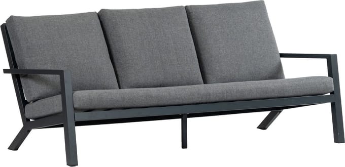 Loungebank Bezano | 3-persoons | Matt Black/Grey | Aluminium