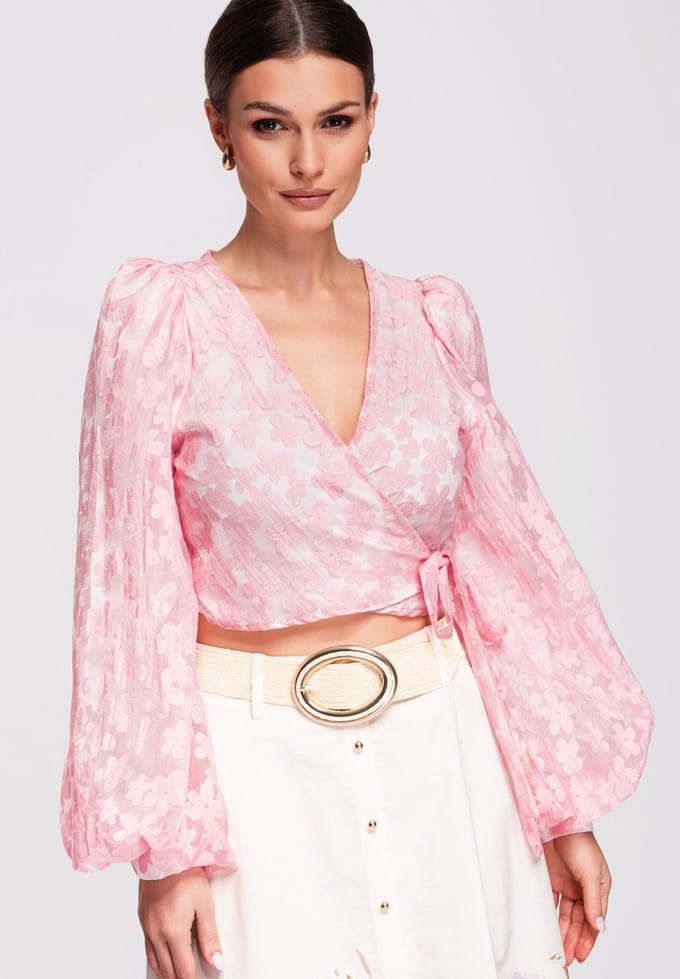 OMBRE Blouse - Slim Fit - Viscose - Lange Mouw Roos S