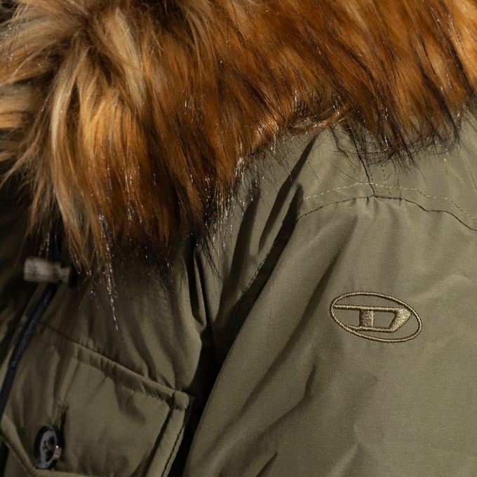 Dieselgroene winterjas met capuchon
