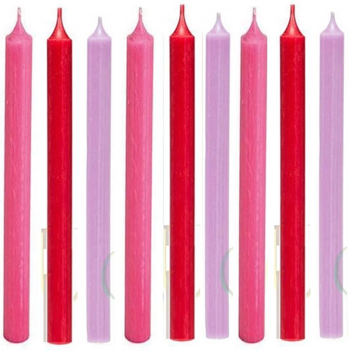Cactula Luxe Lange dinerkaarsen 28 cm Groovy 9 stuks - Roze - Lila - Rood