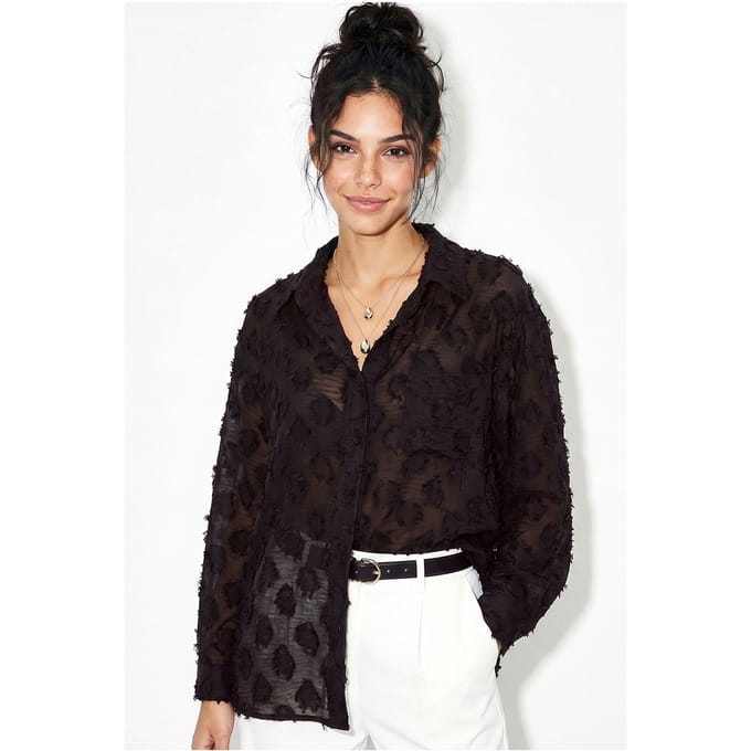 Oversized Textuur Katoenmix Shirt