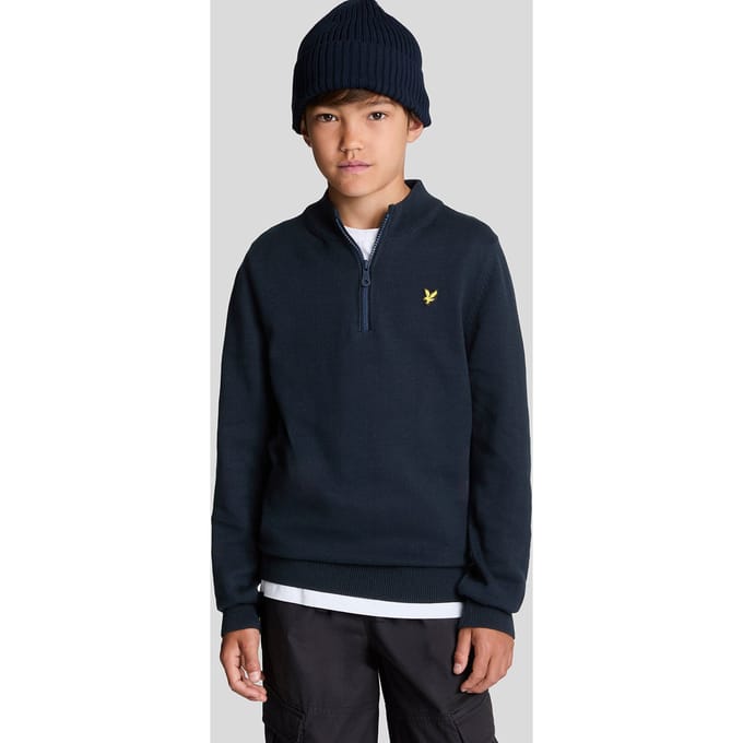 Lyle & Scott Jongens 1/4 Rits Trui - Marineblauw