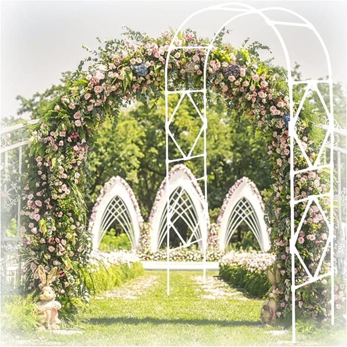 Tuinboog Metaal - Rozenboog Prieel - Decoratieve Steun - Weerbestendig Frame - 180x240cm - Wit