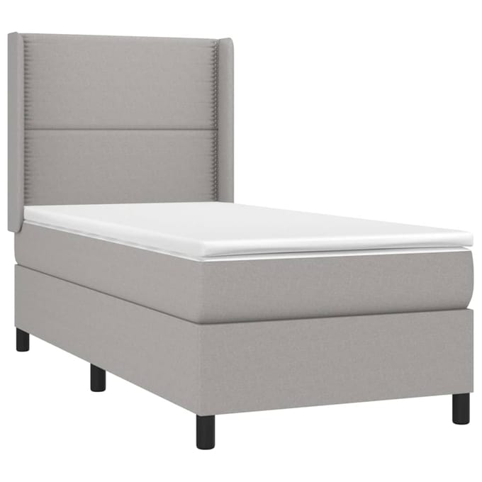 vidaXL - Boxspring - met - matras - stof - lichtgrijs - 90x190 - cm