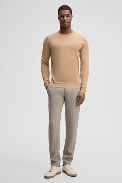 Chino Code met linnenaandeel, beige gemêleerd