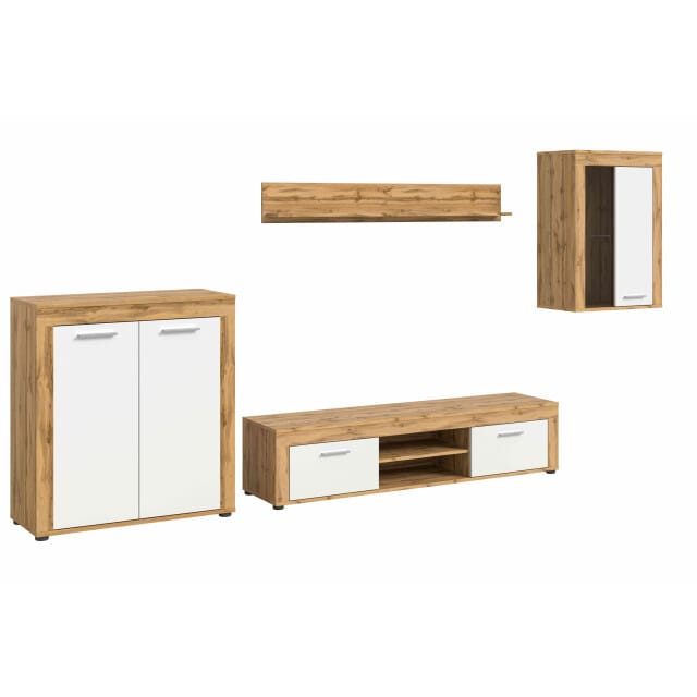 Jam woonkamercombinatie wit melamine Wotan eiken NB - 35x330x169cm