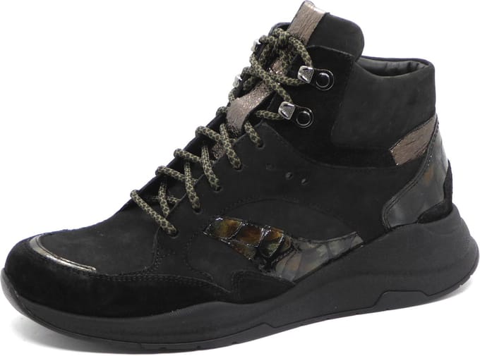 Durea Dames Enkelboot - 9755-685-0005 Zwart/Combi - Wijdte H - Maat 5