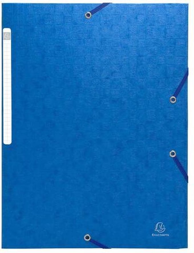 Exacompta 25x Scotten Elastomap + 3 kleppen in gewafeld glanskarton 600g/m2 - A4 - Blauw - 55952E