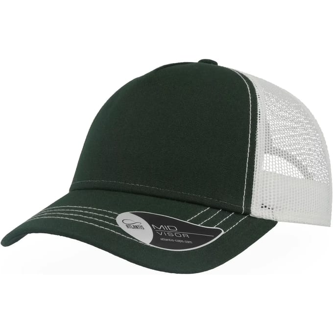 Atlantis Headwear Rapper Canvas Cap AT527 - BOTTLE GREEN/WHITE - One size