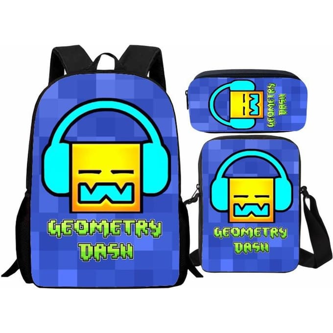 Geometry Dash Student Rugzak 3-delige Set, Geometry Dash Rugzak, Schoudertas, Etui