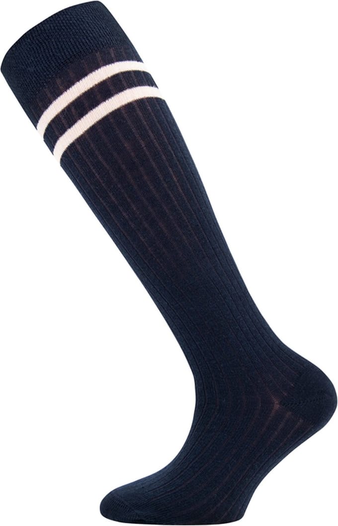 Ewers Kniekous Meisjes - Donkerblauw - Ribpatroon & Witte Strepen - Elastisch-23/26