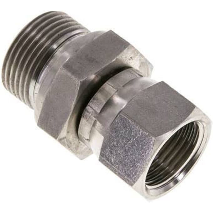 JIC  Verloopnippel UNF 7/8''-14'' Binnendraad X G3/4'' Buitendraad Verstelbaar RVS 250bar