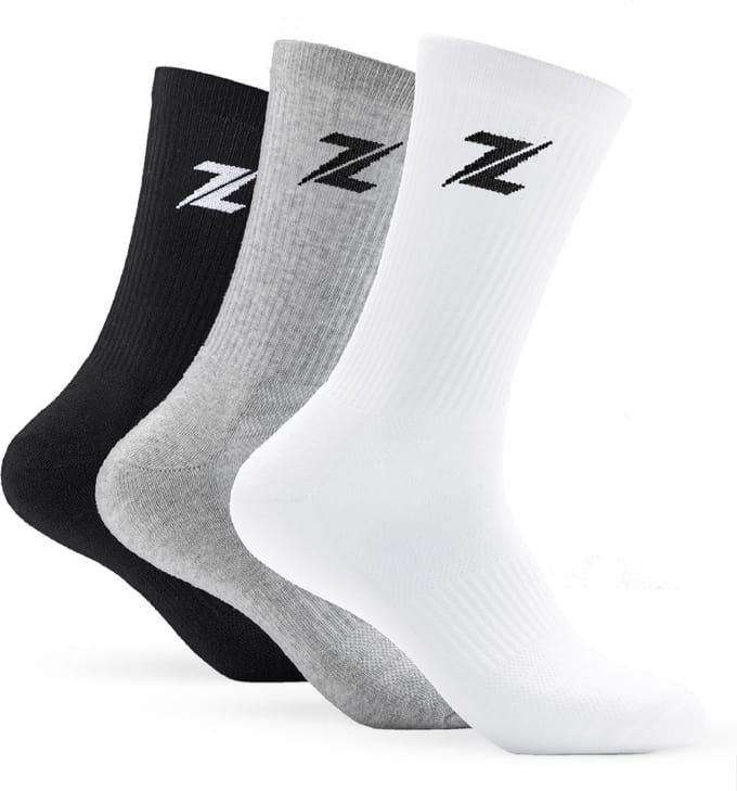 ZEUZ Sokken 3-Pack - Sportsokken Heren & Dames - Grijs, Wit & Zwart - Medium