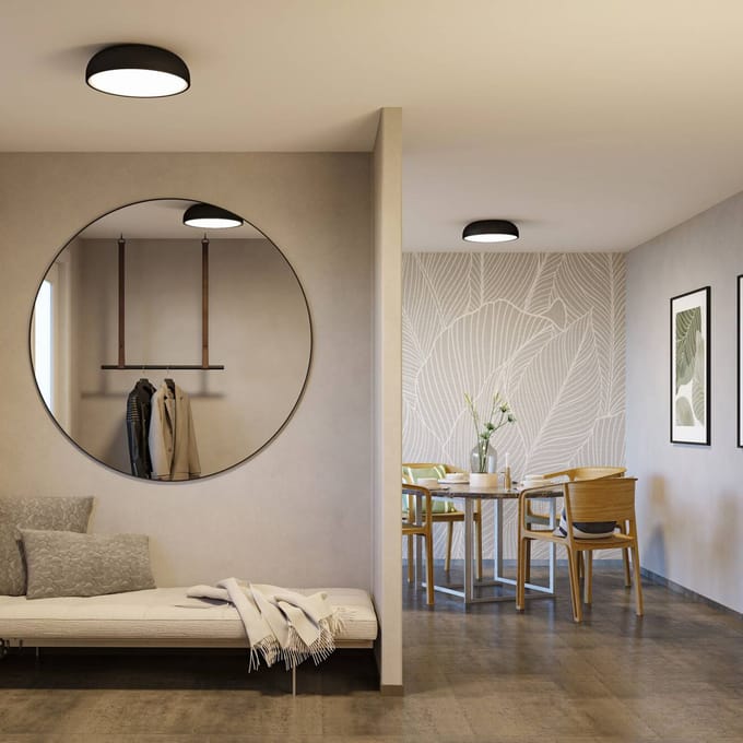 Selection Bathroom LED-plafondlamp Oka IP44 White Switch 950lm 230V 24W Zwart mat