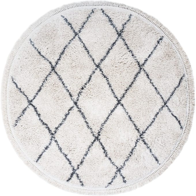 Vloerkleed Souk Cream Rond ø80 cm - Hoogpolig Vloerkleed – Berber / Bohemian Design