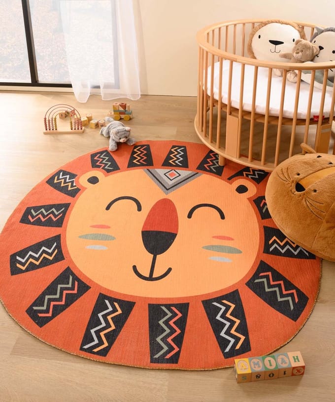 Kindervloerkleed leeuw - Smile terra 76x80