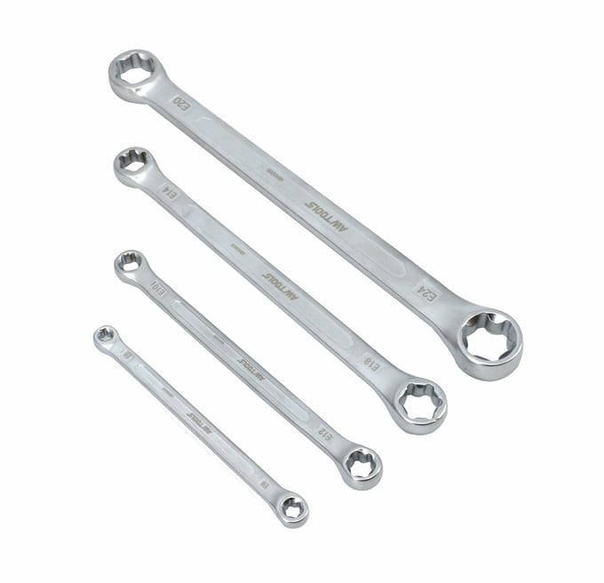 Awtools - Torx Ringsleutel Set - 4 Delig - Chroom-Vanadium - Satijnen Afwerking