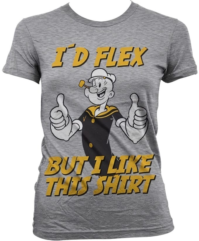 Popeye I'd Flex Girly T-shirt voor dames, heather-grijs
