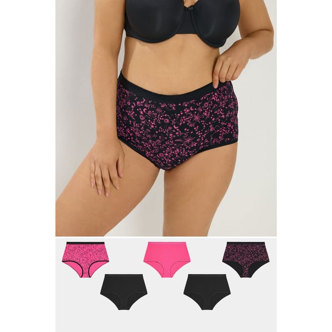Yours 5 Pack Roze Slips Met Volledige Dekking Met Hemelprint Size 46-48