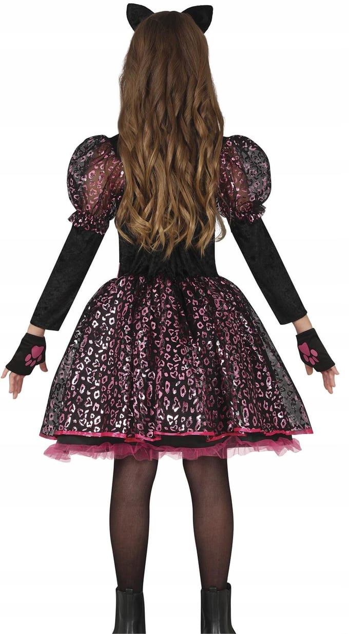 Costume Tenue Déguisement Robe Chat Noir Chaton Carnaval Bal 5-6 Ans black