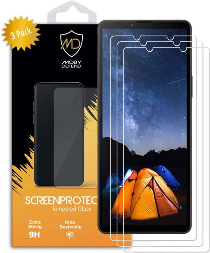 3-Pack MobyDefend Screenprotectors - Geschikt voor Sony Xperia 10 V - Case-Friendly Screensaver - Gehard Glas