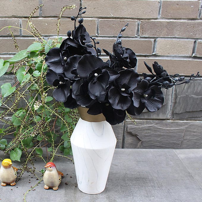 Kunstmatige Phalaenopsis Kunstplant voor Bruiloft Huisdecoratie black