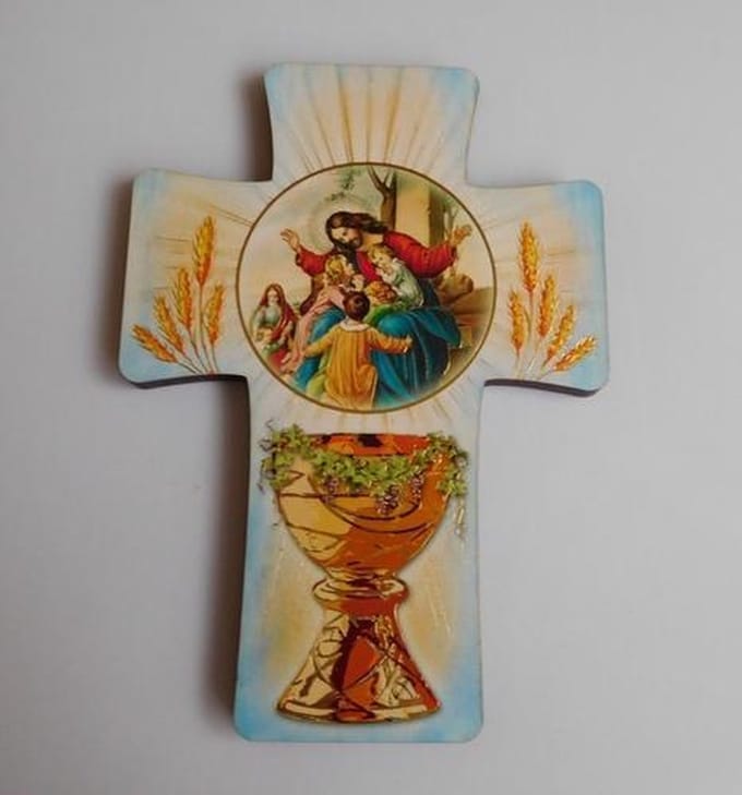 Communie kruisje licht blauw