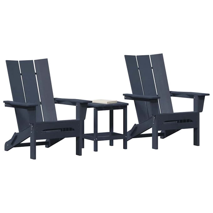 vidaXL Tuinstoel 3 pcs Marineblauw 80.5 x 74.5 x 92 cm Polyetheen
