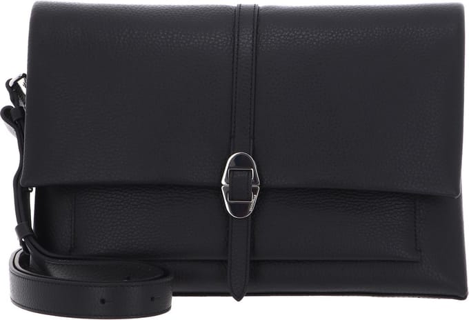 COCCINELLE Leren Schoudertas Dorian Handbag Grained Leather Noir Zwart