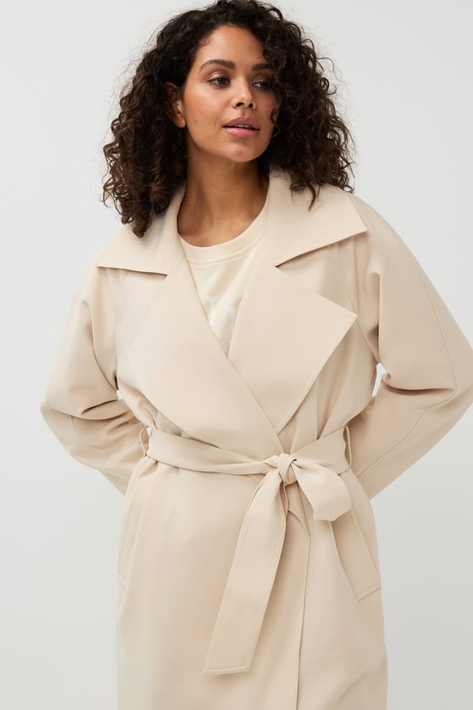 EsQualo Coat Long Basic Sand Taglia: 40 | Trench Outlet | Donna | Marrone